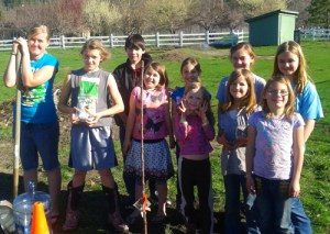 Grass Valley 4-H Club planting a tree for Arbor Day 2014